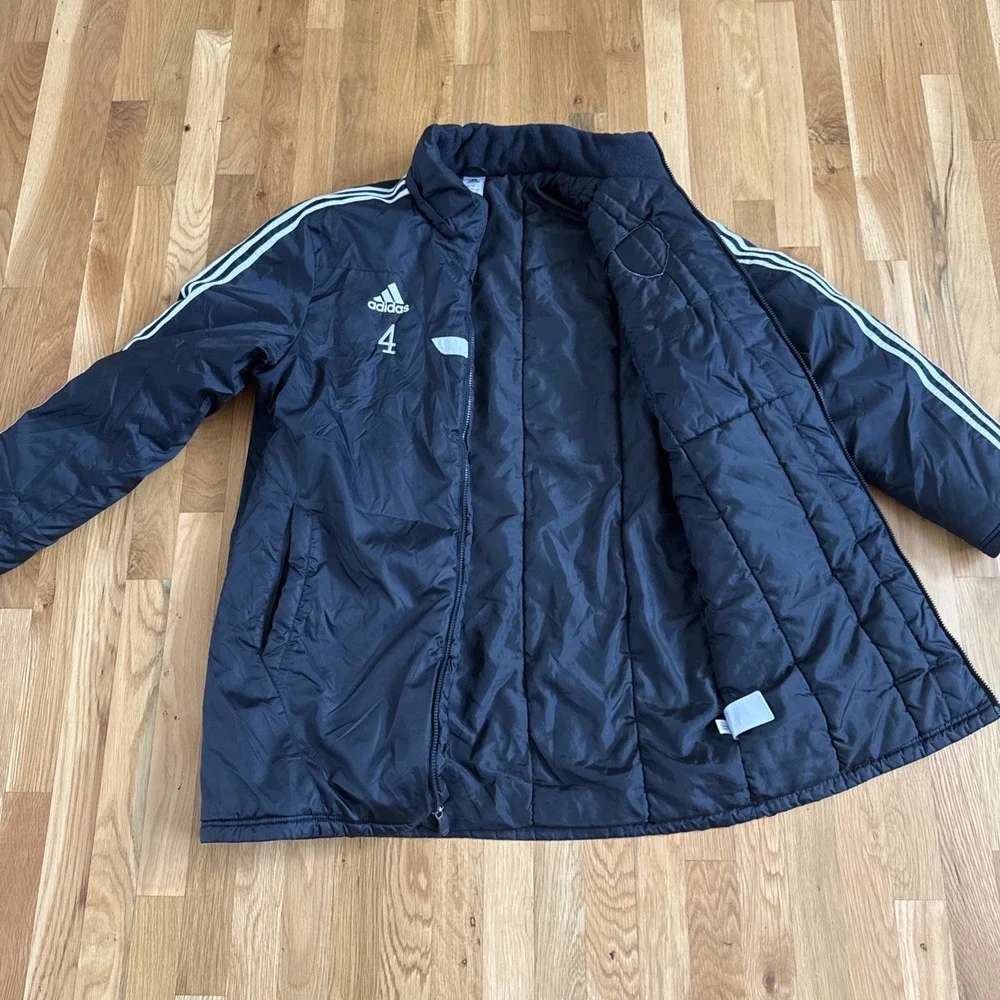 ADIDAS CLIMAPROOF Mens L Parka Stadium Jacket Coat. Patches‎ #4